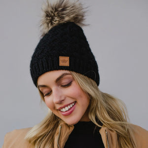 black out pom hat