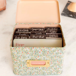 strawberry meadow tin recipe box