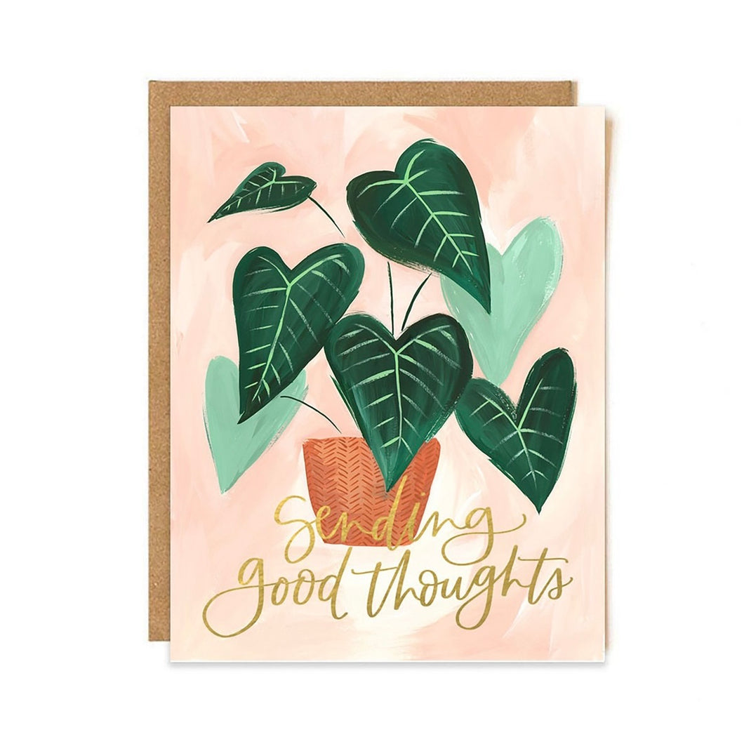 green leaf good thoughts greeting card