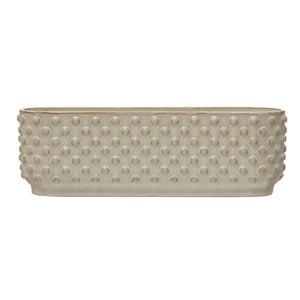 14.5" white hobnail planter w/3 sections